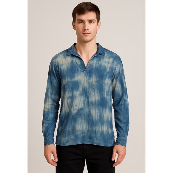 IZ-IT-U USA Blue Tie Dye Pullover Top 100% Cotton Men’s Size S Made in USA - Picture 1 of 12